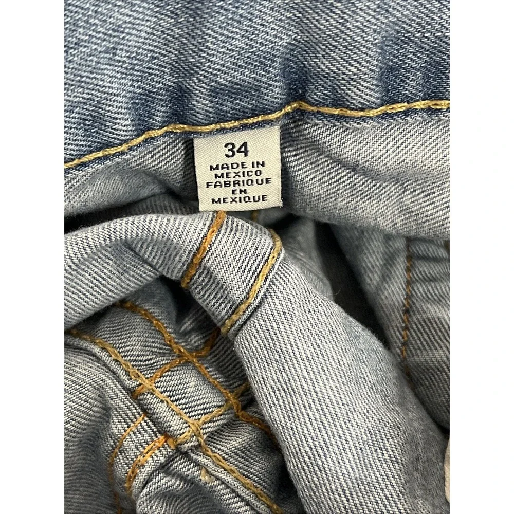 True Religion Jeans Men's 36x34 Blue Denim Straight w/Flaps Retro Rock Skater 34